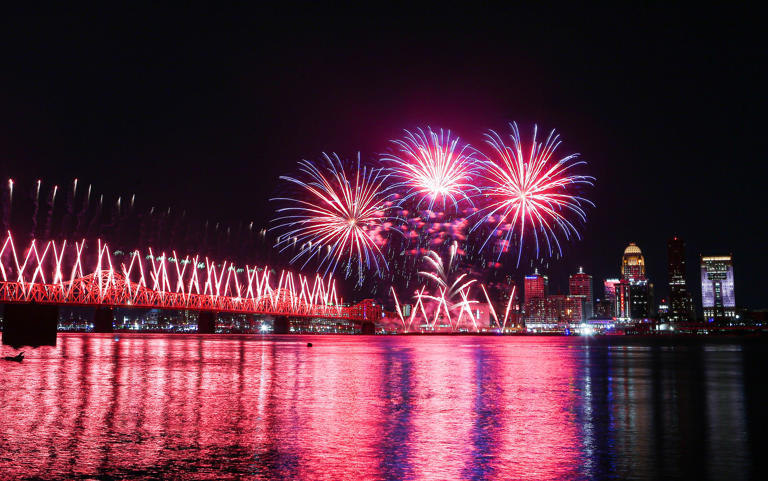 Thunder Over Louisville firework show as seen from Ashland Park in Clarksville Saturday night. April 20, 2024.