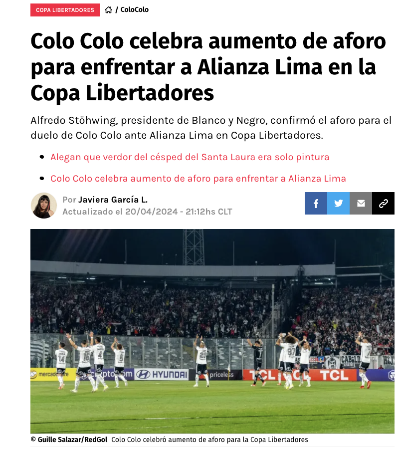 Colo Colo Tomó Inesperada Medida A Pocos Días Del Duelo Ante Alianza Lima Por Libertadores 3639