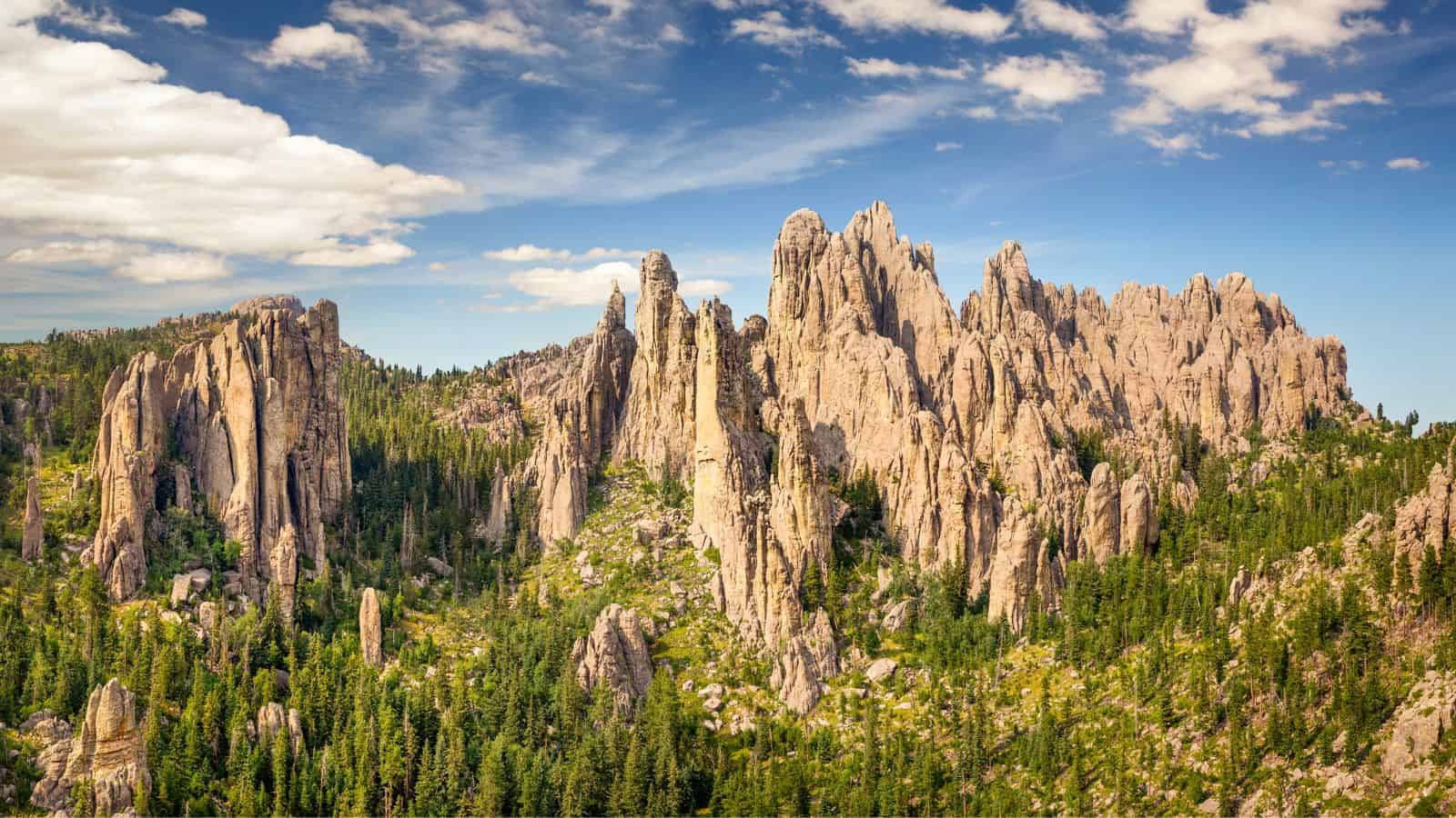<p>Explore the iconic Black Hills of South Dakota, home to Mount Rushmore, Custer State Park, and stunning natural landscapes.</p><p>This 125-mile route takes you through some of South Dakota’s most famous attractions, including <a href="https://whatthefab.com/south-dakota-national-parks.html" rel="follow">Badlands National Park</a>, Wind Cave National Park, and the Crazy Horse Memorial. During your drive, you can also discover historic towns like Deadwood and Lead.</p><p>The best time to drive this route is in the fall when the foliage turns vibrant shades of red, orange, and yellow, creating a colorful backdrop against the rock formations.</p>