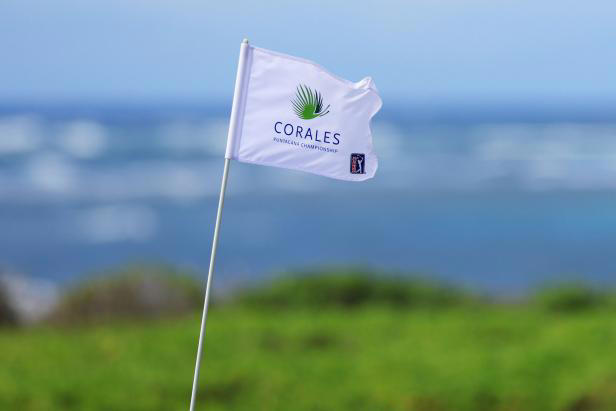 PUNTA CANA, DOMINICAN REPUBLIC - MARCH 24: A pin flag is displayed during the first round of the Corales Puntacana Championship at the Corales Golf Course on March 24, 2022 in Punta Cana, Dominican Republic. (Photo by Marianna Massey/Getty Images)