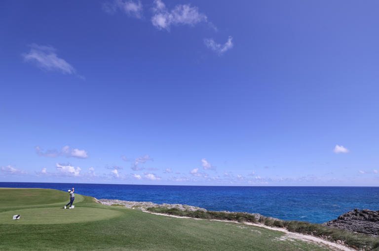 Wesley Bryan plays his shot from the ninth tee during the third round of the 2024 Corales Puntacana Championshipin Punta Cana, Dominican Republic. (Photo: Bryan M. Bennett/Getty Images)