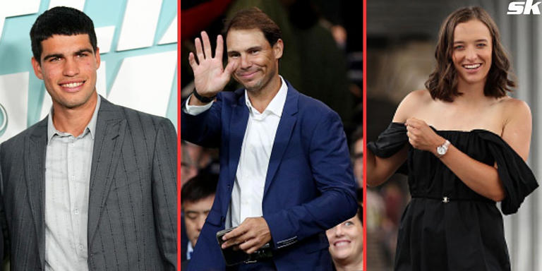 Rafael Nadal, Carlos Alcaraz and Iga Swiatek attend Real Madrid vs Barcelona La Liga clash at Santiago Bernabeu ahead of Madrid Open 2024