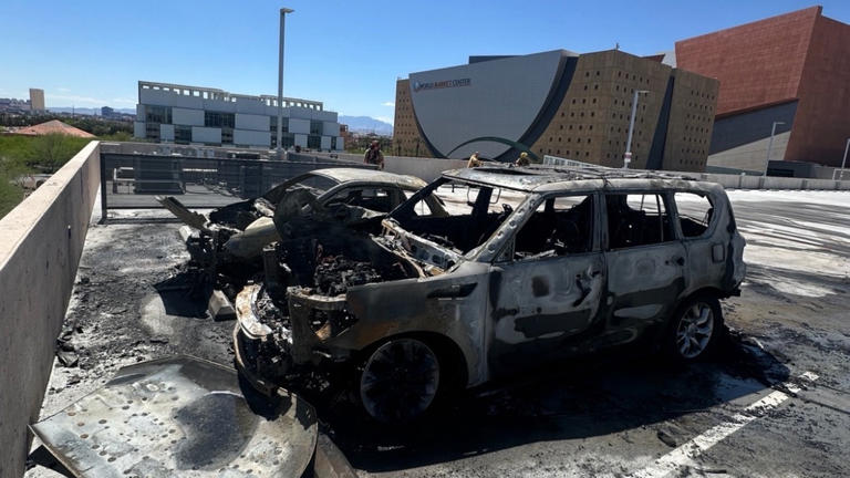 Crews Respond To Fire After Two Car Batteries Ignite In Downtown Las Vegas