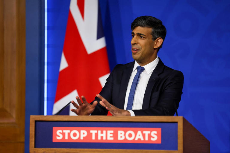 British PM Sunak hosts a press conference at Downing Street in London