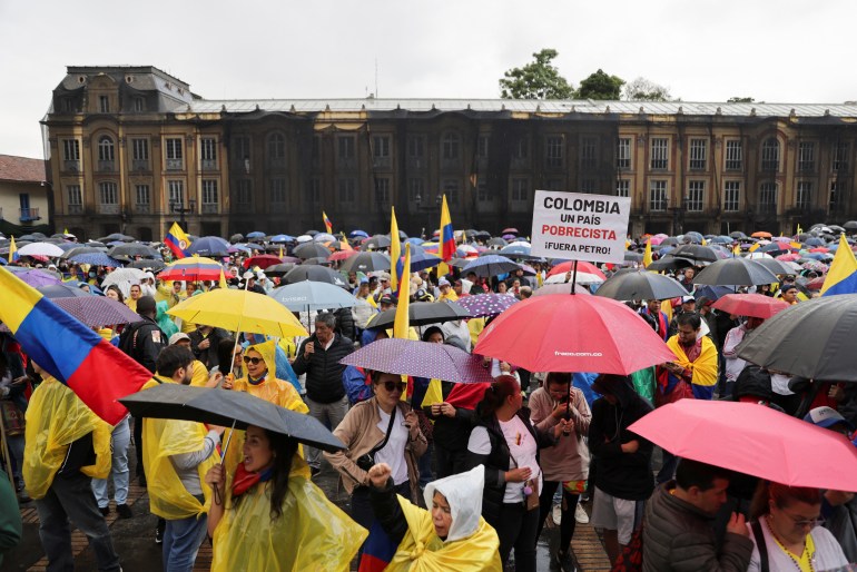 huge crowds protest colombian president’s planned reforms