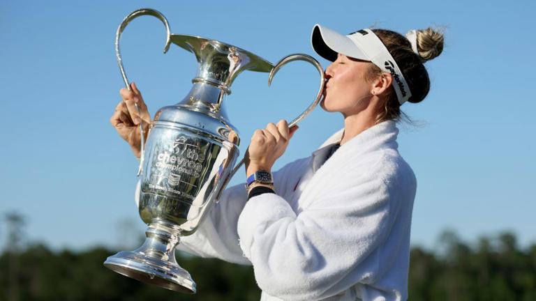 Korda toasts her second career major. - Andy Lyons/Getty Images
