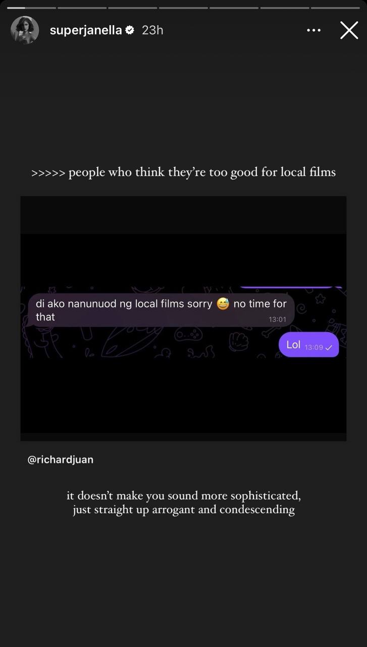 janella salvador calls out filipino movie-goers who look down on local films