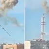Moment TV tower snaps in half in Russian attack<br>