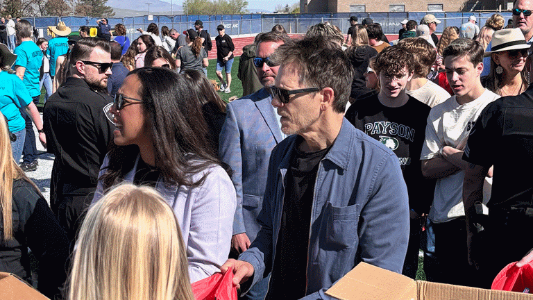Kevin Bacon paid a visit to Payson High School, where he filmed the movie "Footloose" over 40 years ago. Associated Press