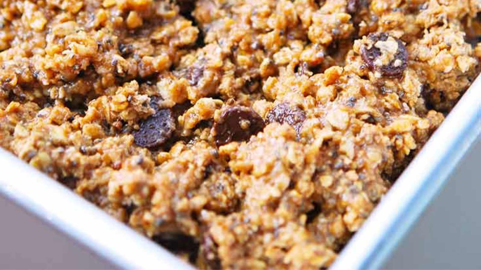 <p>These <a href="https://www.thegraciouspantry.com/clean-eating-cinnamon-chocolate-chip-protein-bars/">chocolate chip protein bars</a> are fantastic snacks that you can make in batches at home. Once you try making them with chia seeds, you won’t buy protein bars from the store anymore. They are so much cheaper to make at home, and they taste better, too. Plus, you can customize these any way you wish.</p>