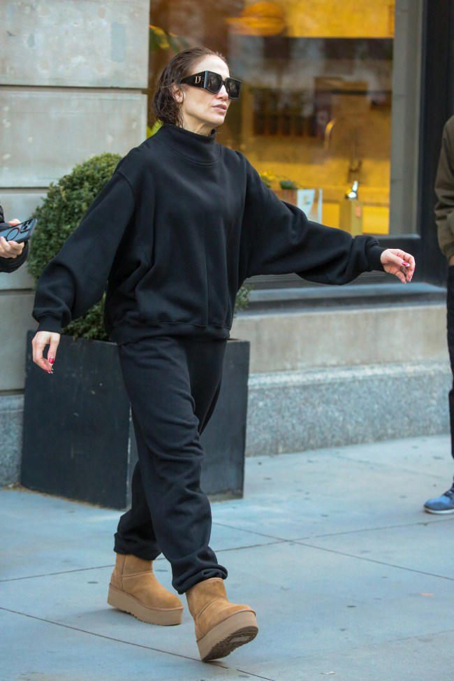 Jennifer Lopez Dresses for Comfort in Platform Uggs