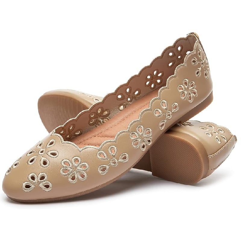 <p><a href="https://www.amazon.com/Womens-Leather-Comfortable-Eyelets-White-US7-5/dp/B0969M98RN/">BUY NOW</a></p><p>$26</p><p><a href="https://www.amazon.com/Womens-Leather-Comfortable-Eyelets-White-US7-5/dp/B0969M98RN/" class="ga-track"><strong>Fracora Ballet Flats</strong></a> ($26) </p><p>Here's yet another pair of flats that look high-end without the steep price tag to match. Shoppers rave about the pretty eyelet design, which looks great with everything from jeans to dresses. </p>