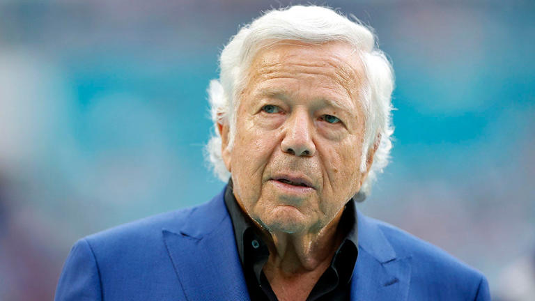 New England Patriots owner Robert Kraft looks on during warmups prior to the game against the Miami Dolphins at Hard Rock Stadium on Jan. 9, 2022 in Miami Gardens, Florida. Getty Images