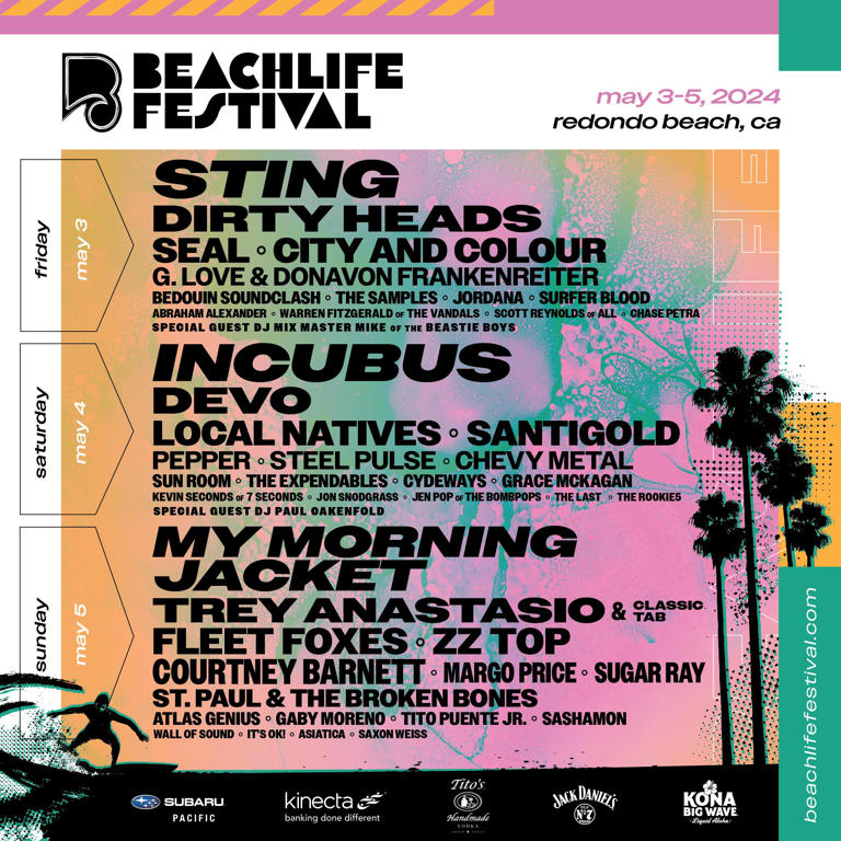 Beachlife Festival Unveils 2024 Lineup Sting, Incubus, & MORE!