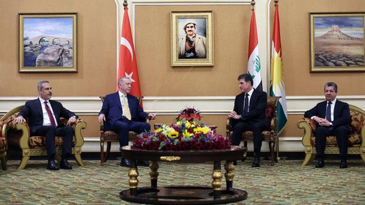 cumhurbaşkanı erdoğan, erbil'de barzani ile görüştü