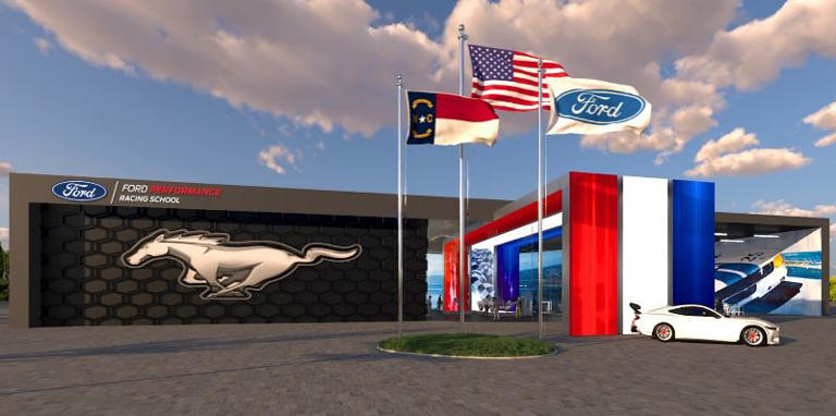 Representación del exterior del Mustang Experience Center