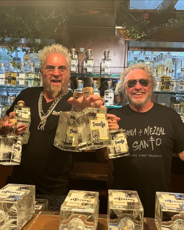 Guy Fieri and Sammy Hagar promoting their Santo Spirit tequila brand in San Diego, CA.