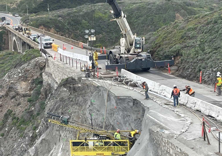 work continuing on highway 1 slip-out.