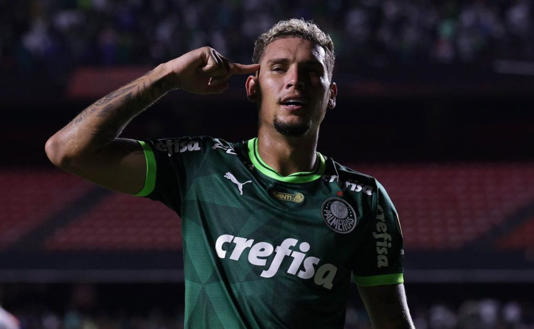 Jogador comemorando um gol pelo Verdão. Foto: Ettore Chiereguini/AGIF