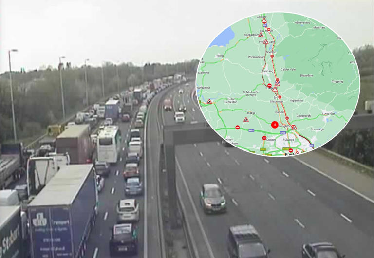 Collision involving pedestrian and vehicle closes M6 northbound between Preston and Lancaster