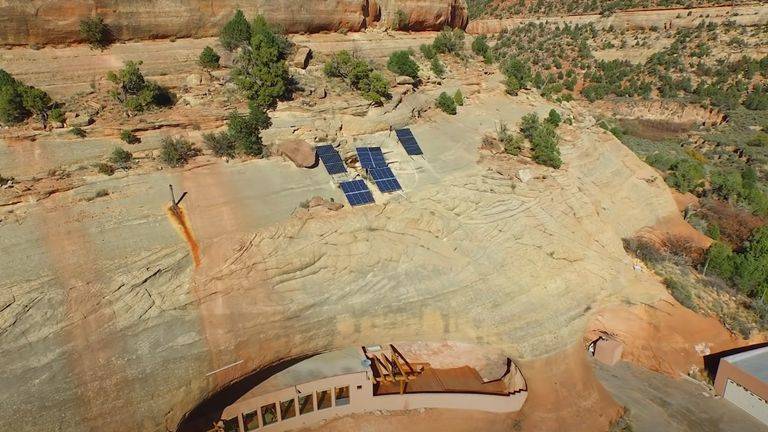 <p>Utah may be one of the best places to go for people looking for out-of-this-world rock homes.</p> <p>There's a property on the side of Montezuma Canyon called Cliffhaven. It's a three-bedroom home that's totally off the grid, but is able to utilize solar panels as its main energy source. There's even satellite TV and internet.</p>
