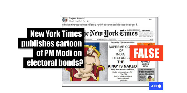 Altered New York Times cover mocking Indian PM Modi circulates online ahead of polls<br><br>
