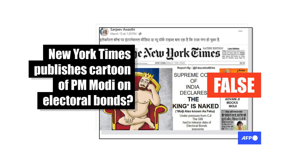Altered New York Times cover mocking Indian PM Modi circulates online ahead of polls