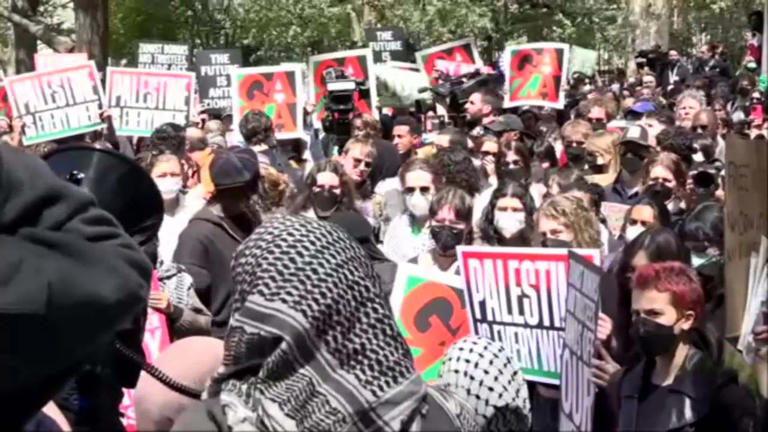Hundreds of students rally in Washington Square Park along with faculty in response to the mass arrests at NYU. Fox News