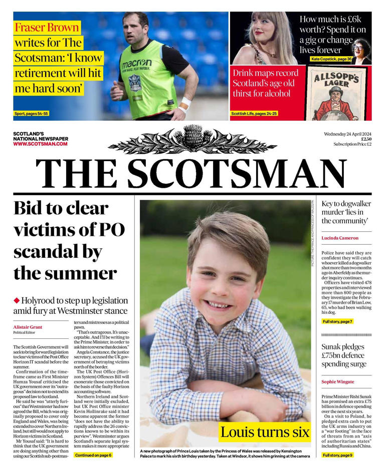 Scotland's papers: Horizon victims law and tourist 'mauled by bear'