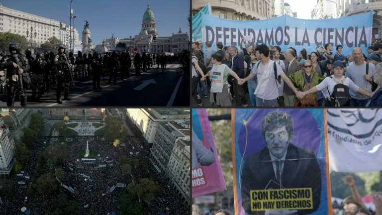 cientos de miles de personas salen a defender la universidad pública en argentina