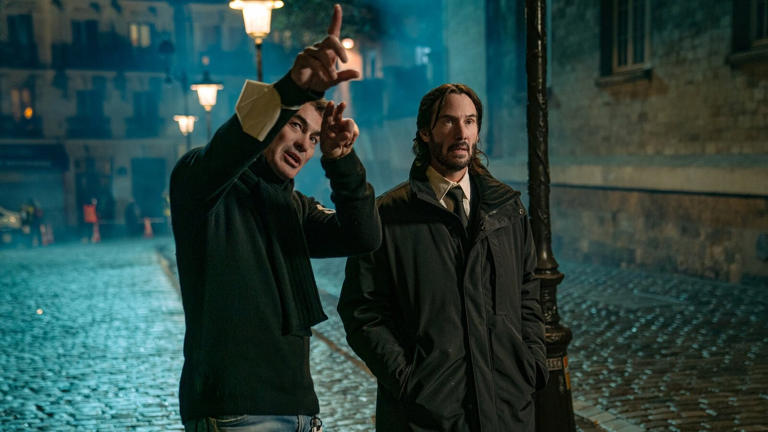 Director Chad Stahelski and Keanu Reeves on the sets of John Wick