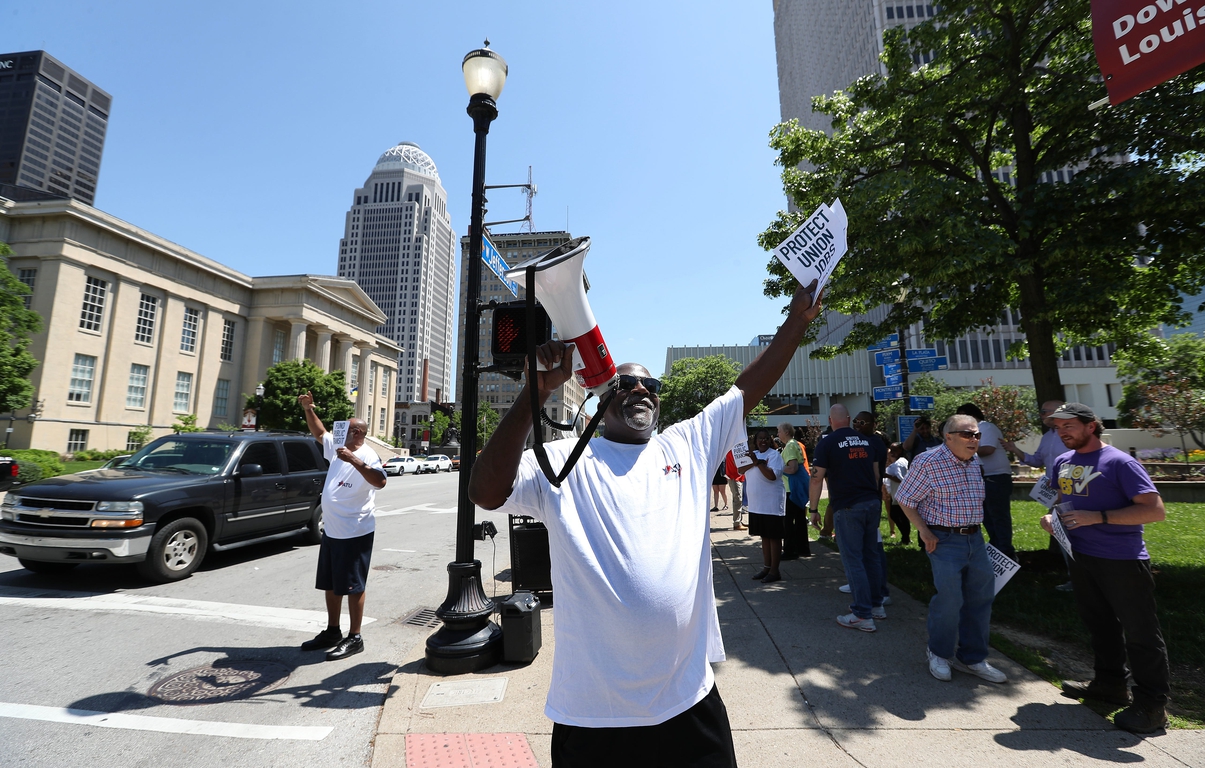 May Day Action: Kentucky union transit drivers protest proposed budget cuts