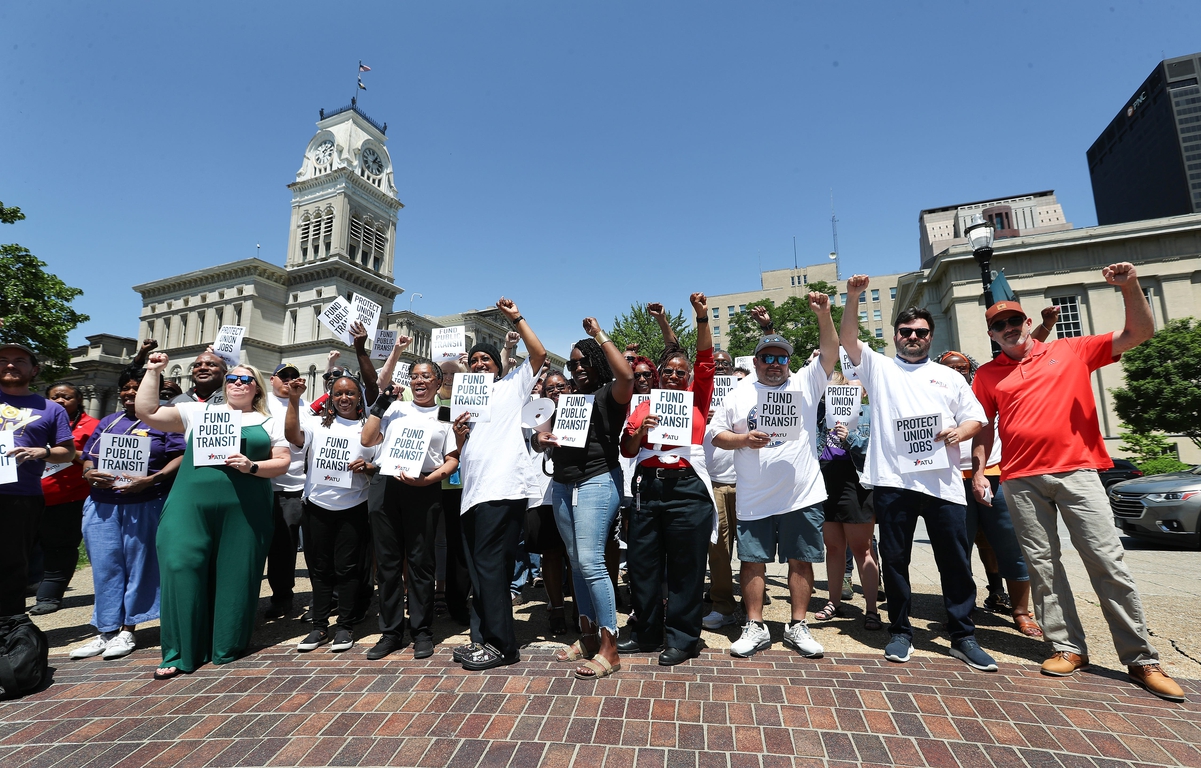 May Day Action: Kentucky union transit drivers protest proposed budget cuts