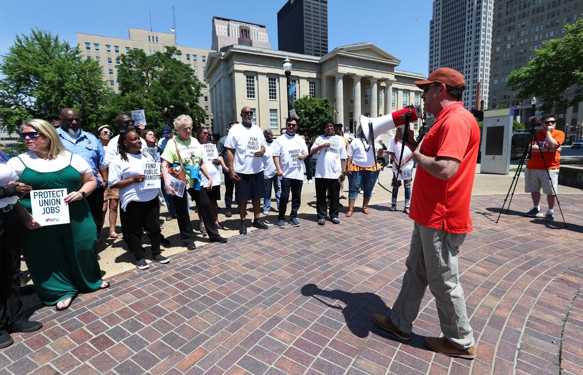 May Day Action: Kentucky union transit drivers protest proposed budget cuts