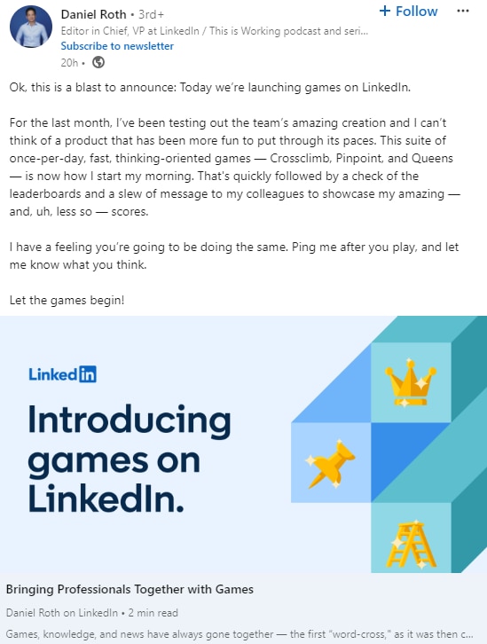 linkedin now lets you play games while looking for jobs, launches three games on the platform