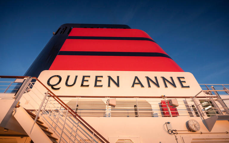 The sun rises on Cunard's new ship, Queen Anne, on the day she was officially handed over to the owners from the Fincantieri shipyard in northern Italy - Christopher Ison