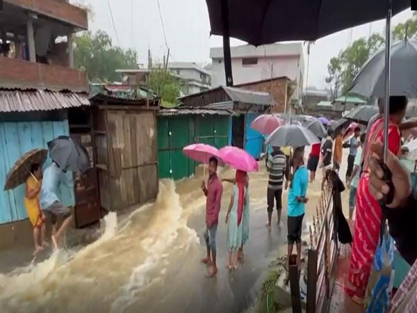 Due to incessant rainfall, several places in the district, including Haflong Town, have been waterlogged (Photo/ANI)