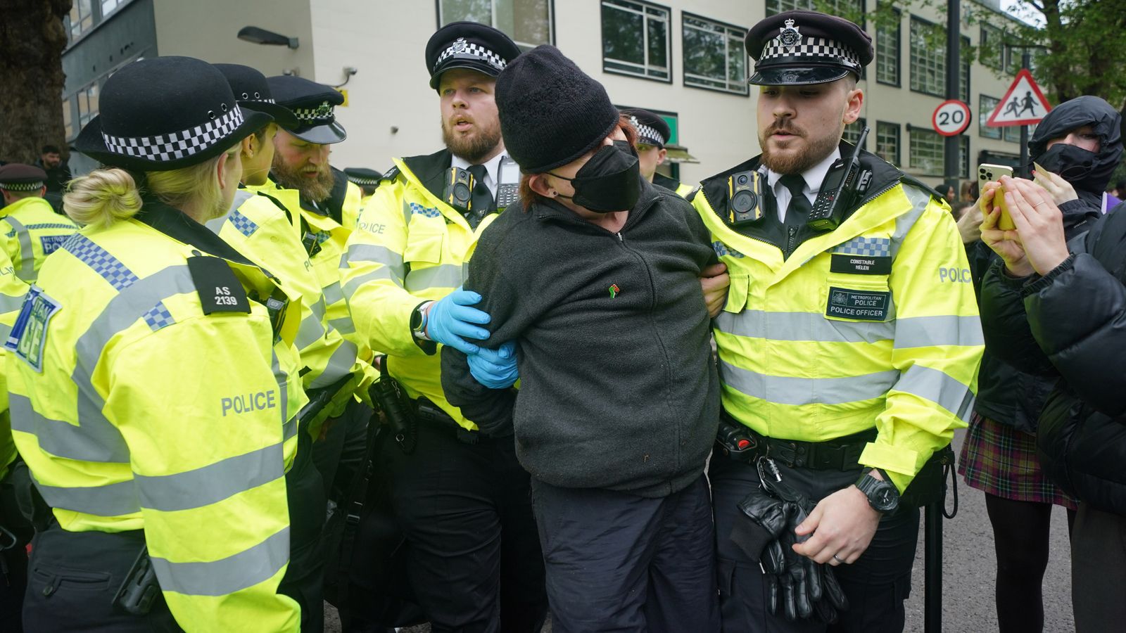 45 arrests in bibby stockholm protest in london - as coach leaves without asylum seekers