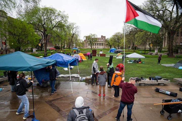 Protesters clear the pro-Palestinian encampment at University of Minnesota on Thursday.