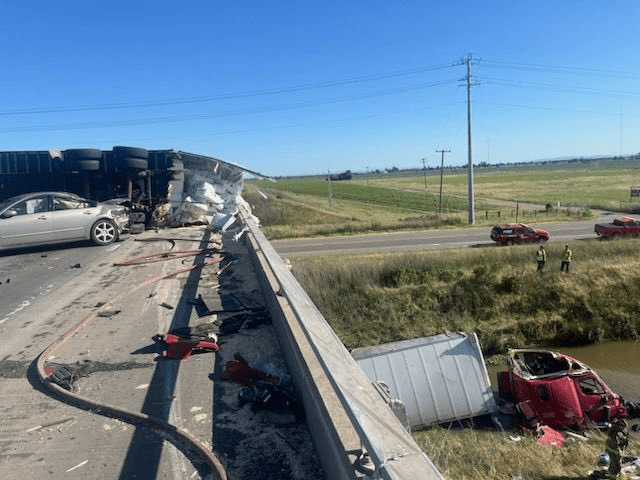 Interstate 5 reopens after semi-truck crash injures two people, CHP says