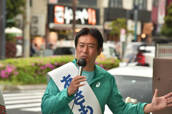 東京15区ならではの政策を訴えていた秋元司候補（撮影：小川裕夫）