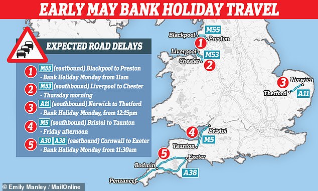 bank holiday getaway is hit by heavy rain and rail disruption