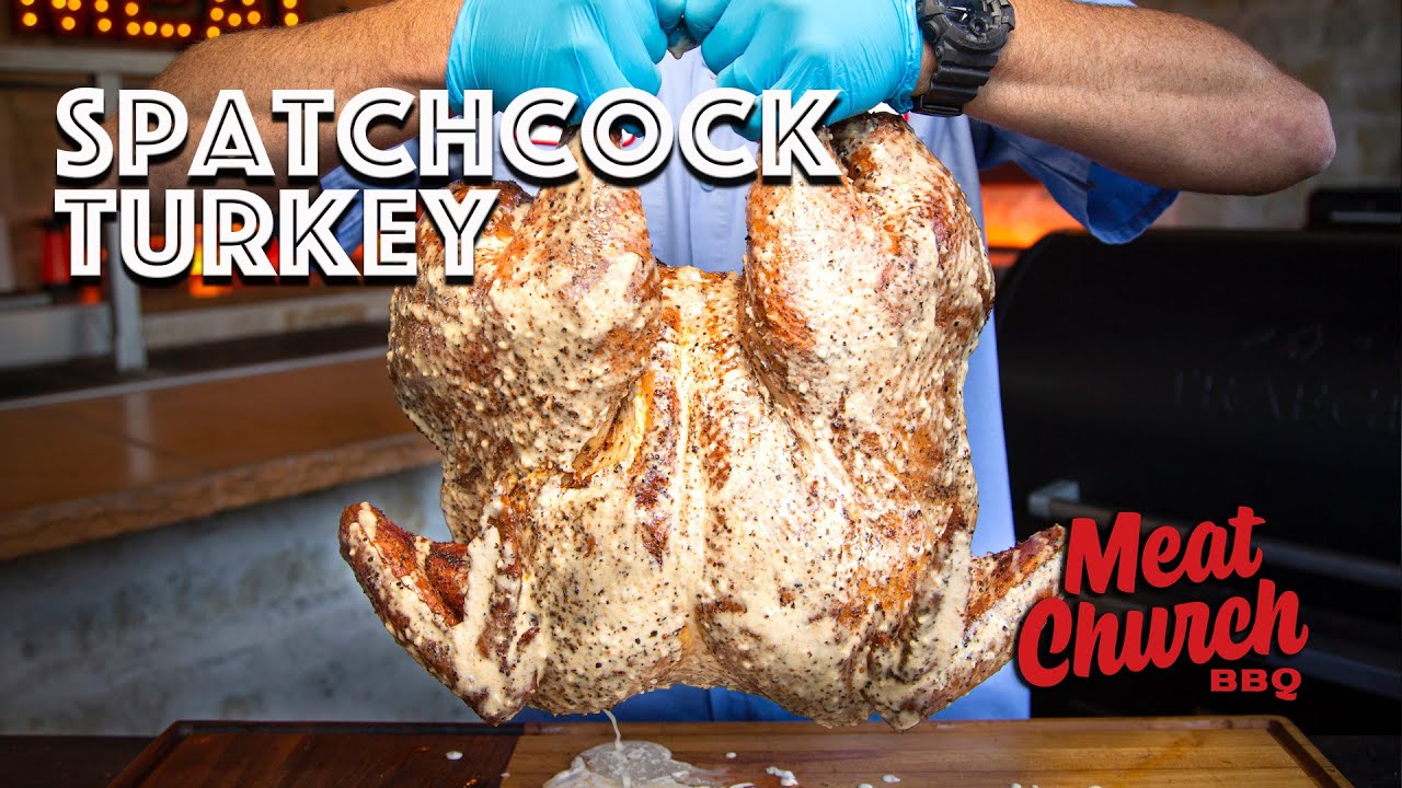 Spatchcock turkey smothered in Alabama white sauce magic