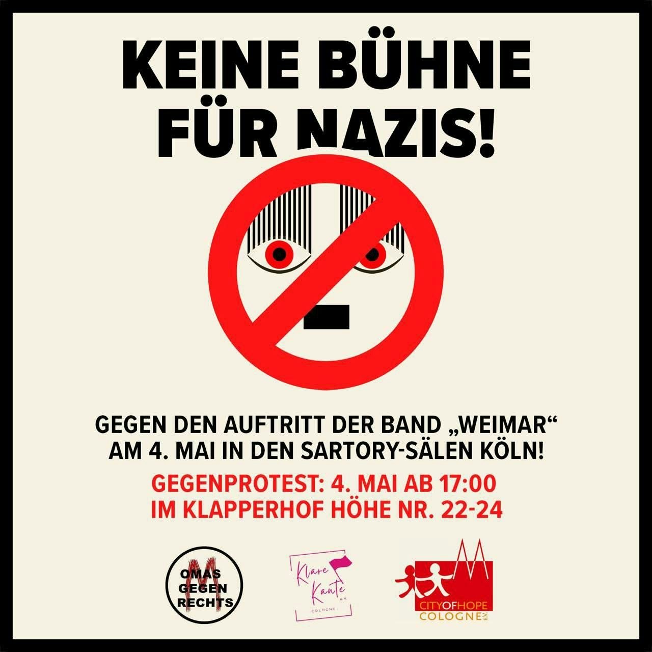 „keine bühne für nazis“: kölner vereine rufen zu protest gegen weimar-konzert auf