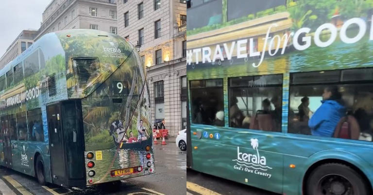  Double-Decker Bus With Kerala Tourism Ad Seen On London Roads 