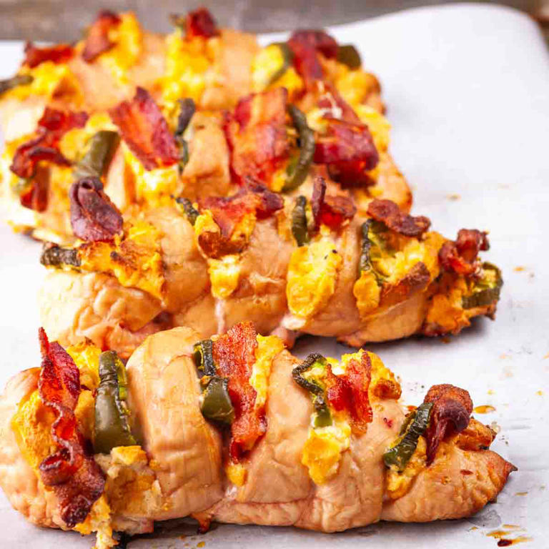 Smoked Jalapeno Popper Hasselback Chicken With Bacon