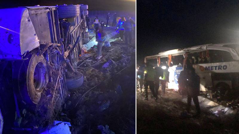 aksaray'da yolcu otobüsü şarampole devrildi: 2 ölü, 34 yaralı