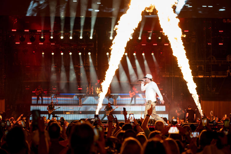 Morgan Wallen performs during his One Night at a Time Tour concert at Nissan Stadium in Nashville, Tenn., Thursday, May 2, 2024.