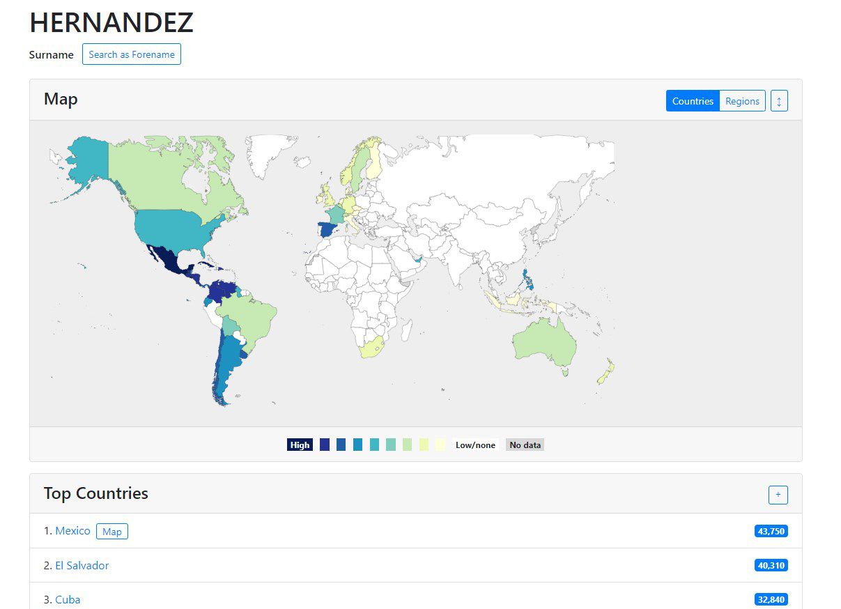 ¿en qué países es popular tu apellido? descúbrelo con este mapa