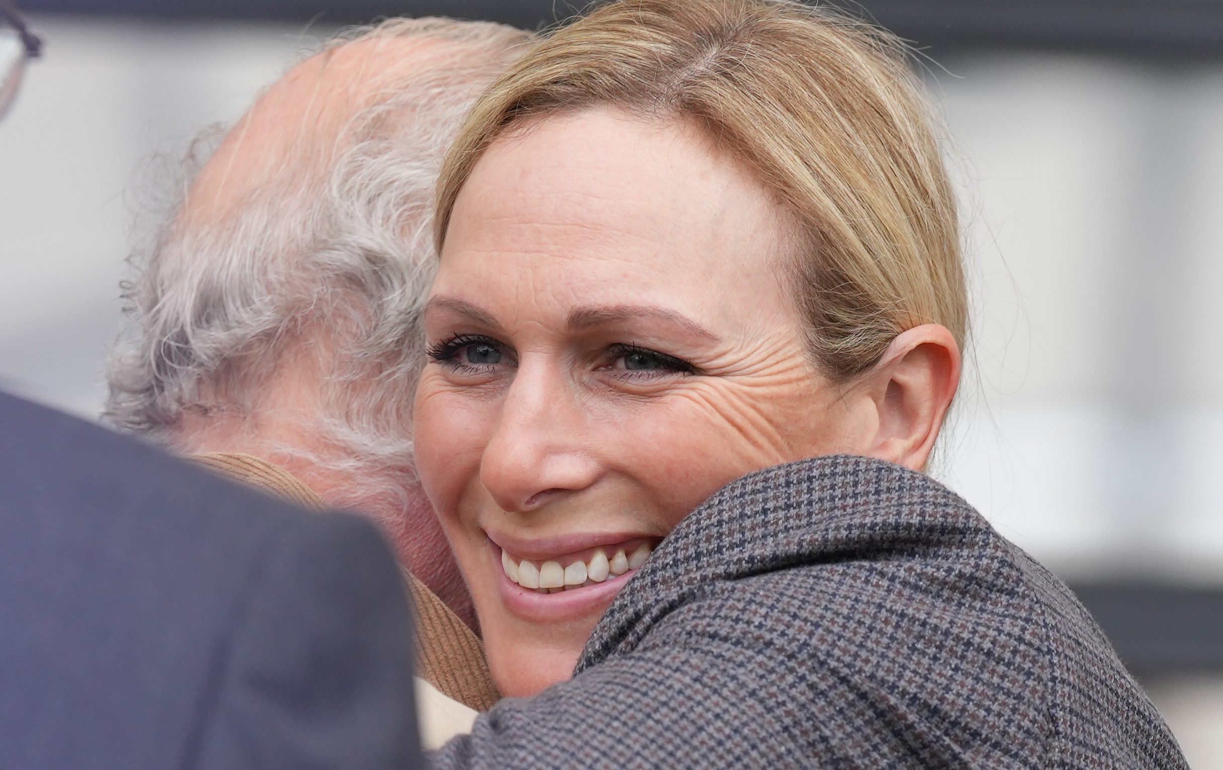 king embraced by zara tindall as he arrives at royal windsor horse show
